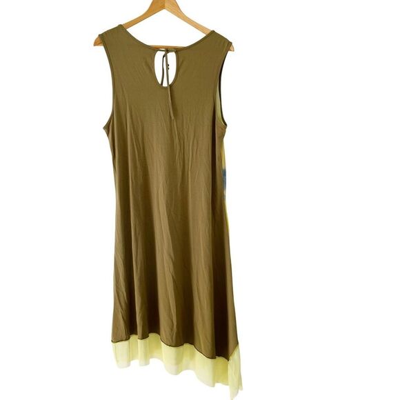 Dolcezza Green Sleeveless Asymmetrical Two Tone Tie-dye Tulle Hem A-Line Dress - Picture 2 of 9
